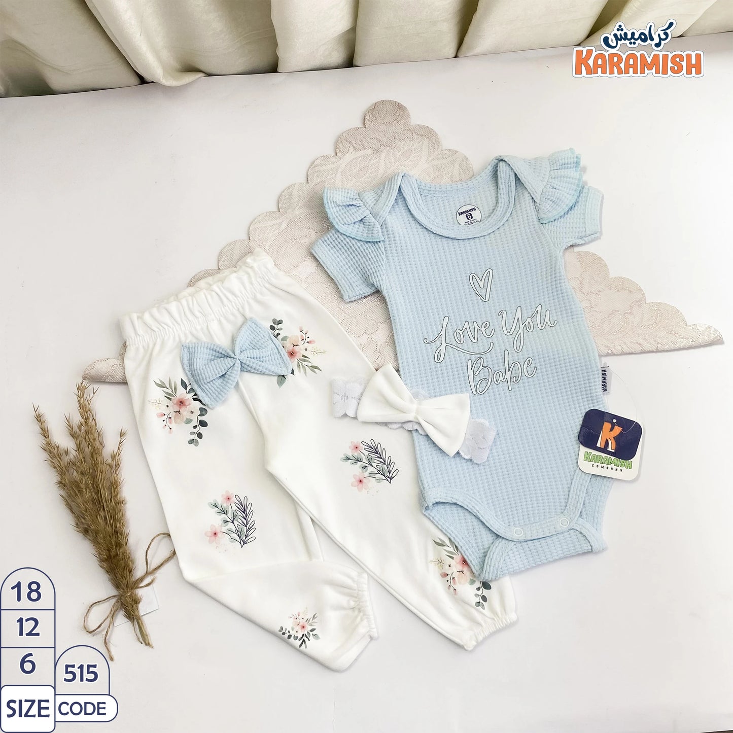 🎀طقم بيجامه نص كم 3قطع ايفين مع فيونكه
