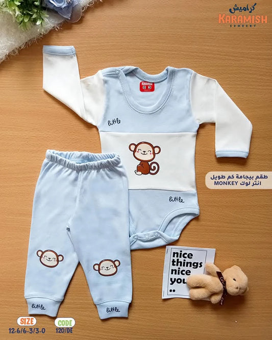 طقم بيجامه كم طويل قرد